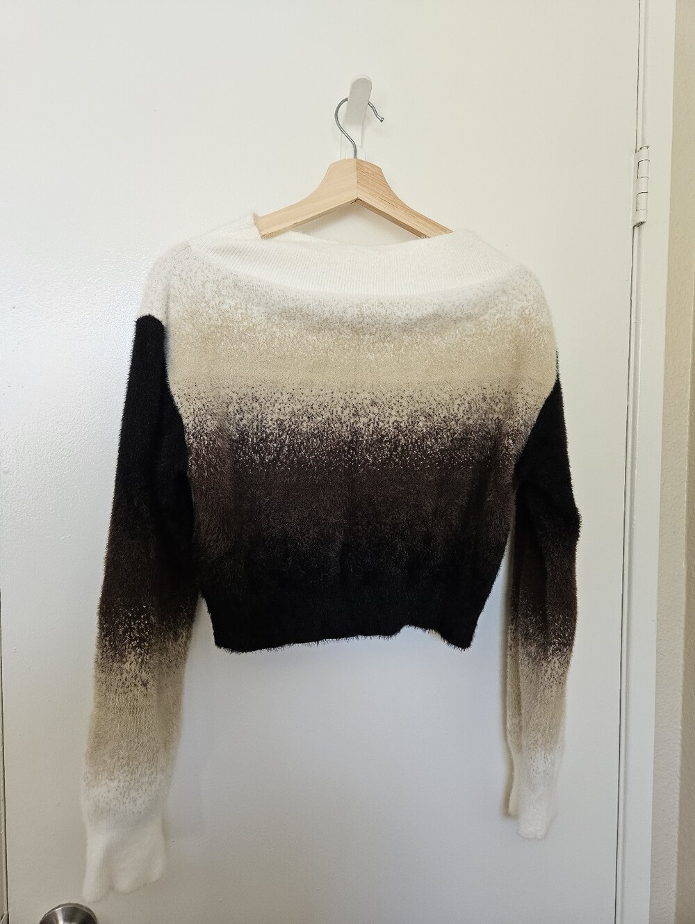 Commense Ombre Crewneck Sweater in Cream, Brown, Black - Picture 1 of 5